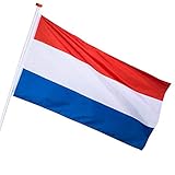 Boland 74316 - Deko-Fahne Niederlande, 1 Stück, Größe 90 x 150 cm, Holland, Flagge, Fußball, Weltmeisterschaft, Europameisterschaft, Dekoration, Banner, Wanddekoration, Mottoparty
