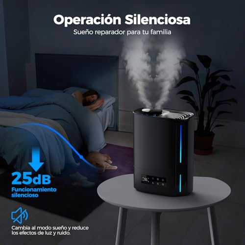 Miniatura 3 de Aroeve Humidificador De Aire 6l Para Habitaciones, Difusor De Aceites Esenciales, Humidificador Ultrasónico Para Bebés Y Plantas, Duración De Hasta 60 Horas, Control De Humedad Inteligente, Silencioso
