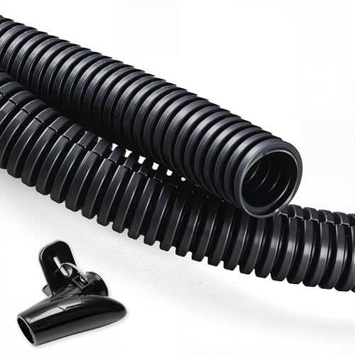 Image of 20FT 1 /2 inch Wire Loom Split Tubing Auto Wire Conduit Flexible Cover Black