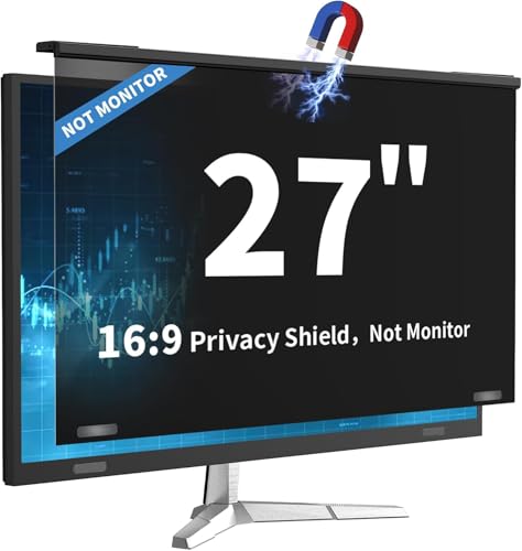 Image of Magnetic 27 Inch Computer Privacy Screen for 16:9 Widescreen Monitor, Removable Hanging Anti-Blue Light Computer Screen Privacy Panel, Anti-UV Magnetic Attachment Monitor Privacy Screen
