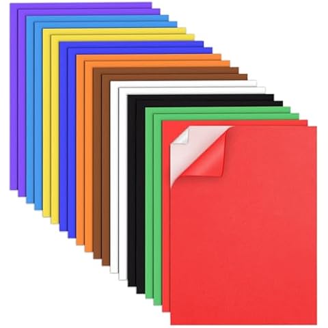 MEARCOOH 20-Pack Self Adhesive Foam Sheets, 10 Colors 2mm Sticky Eva Foam Paper 9x12 Inch for Crafts Cardmaking Photo Frames Classroom Scrapbooking Cover
