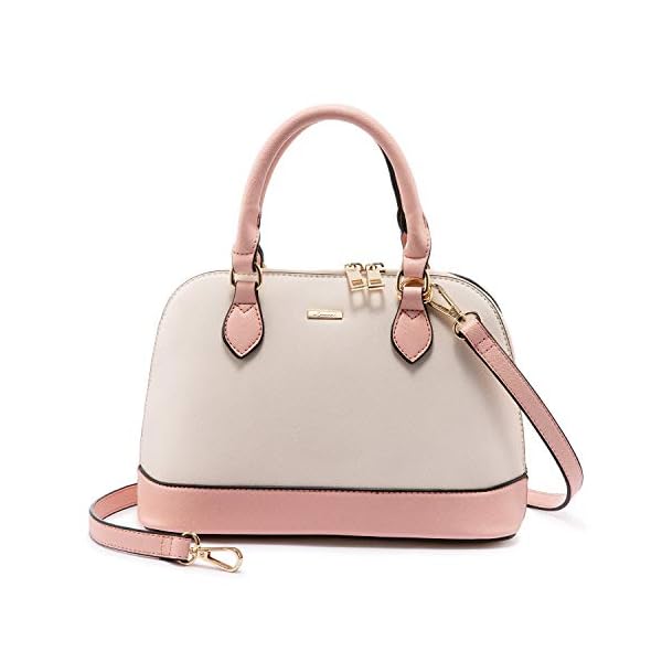 Small-Crossbody-Bags-for-Women-Classic-Double-Zip-Top-Handle-Dome-Satchel-Bag-Shoulder-Purse Small Crossbody Bags for Women Classic Double Zip Top Handle Dome Satchel Bag Shoulder Purse Pink&Beige
