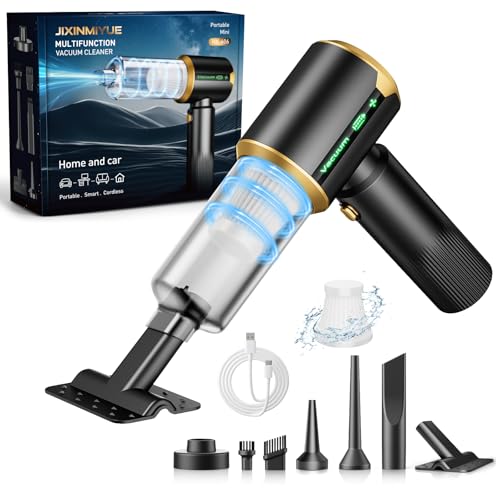 JIXINMIYUE Car Handheld Vacuum Cordless: Car Vacuum Cleaner with 16000Pa Ultra-Strong Suction, Brushless Motor & HEPA Filter - Lightweight Design for Drivers and Office Workers- Glossy Black