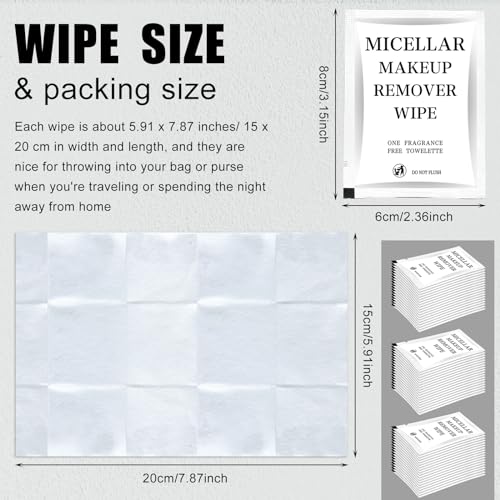 Image of Ctosree 150 Pcs Makeup Wipes Individually Wrapped Disposable,White | Micellar Makeup Remover for Mascara Lipstick Oil, Face Cleansing Pads Bulk Travel Hotel Gym, Single Use Portable Towelettes