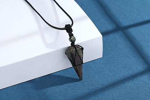 Image of XIANNVXI Healing Crystal Necklace for Men Jewelry Gift | Adjustable Black Rope Natural Gemstone Pendant