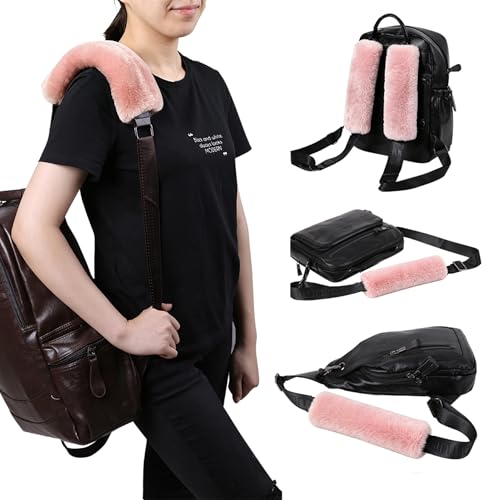 Image of OGLAND 2 Pack Sheepskin Car Seat Belt Cover Pads | Wool Seatbelt Cushions