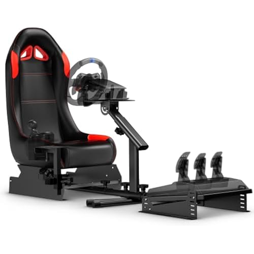 DIWANGUS Racing Simulator Cockpit, Foldable Steel Sim Rig with Seat