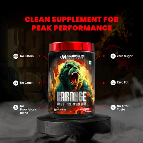 Image of Bigmuscles Nutrition Karnage Pre-Workout (60 Servings, Sex On the Beach) | Shaker Combo | 300g