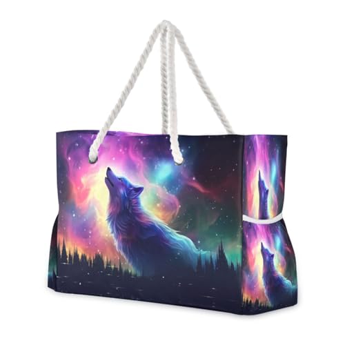 Aurora Borealis Qolf Beach Bag with Top Zipper Closure, Waterproof Pool Bag, Large Beach Tote for Women#6