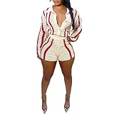 JUNBOON Womens 2 Piece Striped Outfits Sweater Sets Long Sleeve Cardigan Tops High Waisted Short Sui