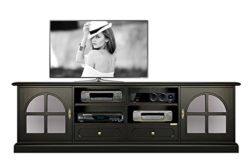 Arteferretto Mueble TV Color Negro, Mueble de salón 2 Metros x Profundidad 40 cm x Altura 60 cm, Mueble de televisión Hecho en Madera por Artesanos, Mueble aparador bajo por salón, Madera Color Negro