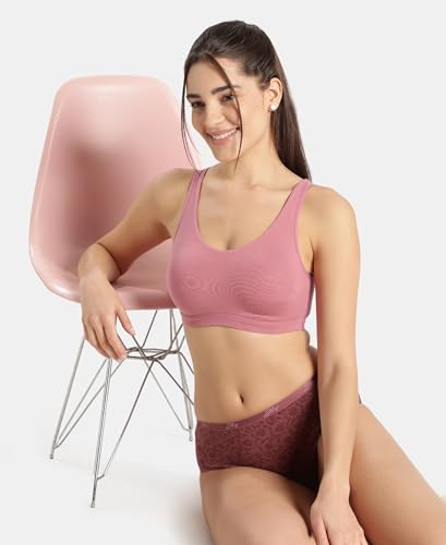Image of Jockey 1550 Women's Super Combed Cotton Elastane Stretch Slip On Crop Top with Stay Fresh Treatment Bra