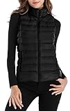 Sarin Mathews Womens Packable Ultra Lightweight Down Vest Outdoor Puffer Vest Black L