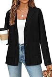 MEROKEETY Women's 2025 Fall Long Sleeve Cardigan Button Lapel Casual Open Front Knit Sweater Jacket, Black, M