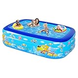 Skycase 大型プール ビニールプール 2.6M 260x155x55cm 家庭用 子供用 大型 ファミリー 水遊び 長方形 折り畳み式 3つ気室 収納便利 耐高温 耐摩擦 夏の日 屋内 屋外用 暑さ対策 水遊び お庭用 ビーチ用 簡単な排水
