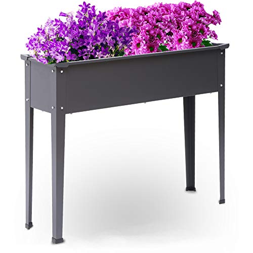 Fit Right Easy Moving Metal Raised Garden Bed for Outdoor Backyard with Wheels, Outdoor Planters 40x12x31.5in, Black (Without Wheels)