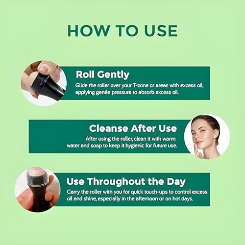 Image of Oil-Absorbing Volcanic Roller & FREE 2 Extra Stones | Portable & Reusable Facial Skincare Tool for Oily Skin | Makeup Sponge Remove Excess Shine | Mattifying Oil Control & Makeup Roller (Standard, 1, count)