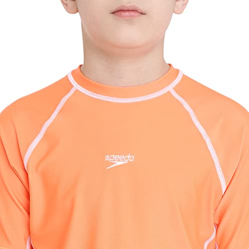 Image of Speedo Boy's Endurance 10 High Chlorine Resistant UPF 40+ Sun Protection Short Sleeve Suntop