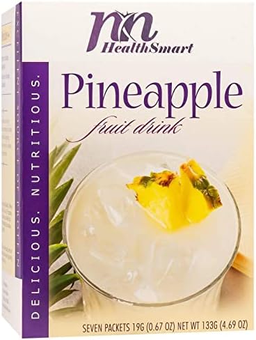HealthSmart High Protein Pineapple Instant Drink Mix, 15g Protein, Low Calorie, Low Carb, Fat Free, Low Sugar, No Gluten Ingredients, KETO Diet Friendly, Ideal Protein Compatible, 7 Servings/Box