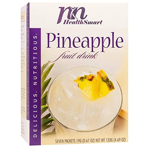 Healthsmart High Protein Pineapple Instant Drink Mix, 15G Protein, Low Calorie, Low Carb, Fat Free, Low Sugar, No Gluten Ingredients, Keto Diet Friendly, Ideal Protein Compatible, 7 Servings/Box #TOP20