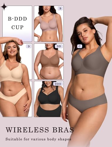 Image of OEAK Womens Wireless Jelly Bras Plus Size Support Push Up Comfortable Bra