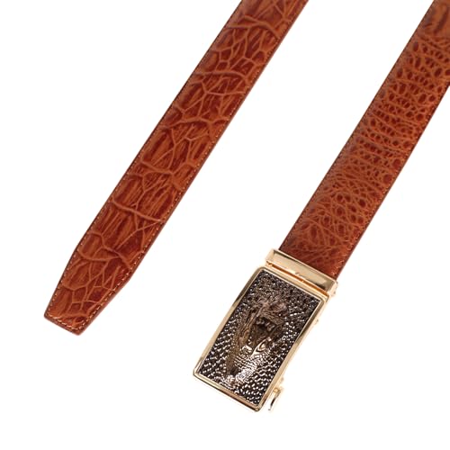 Image of Aurolran Men&Womens Leather Dress Belt Business Automatic Buckle Belt Color-Black Silver Gold