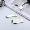 Kakonia 4 PCS Initial Cufflinks and Tie Clips for Men Stainless Steel Personalized Engraved Cuff Links and Tie Bar Money Clip Set Alphabet Letter A-W Silver #5