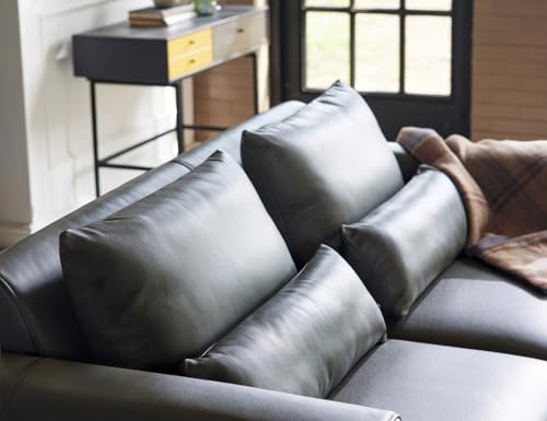Image of Fabrique Edge Leatherette 3 Seater Sofa Set with Puffy Moden Design Dark Grey | Stylish Home Office & Living Room Furniture | Lightweight Design with Durable Stainless Steel Legs