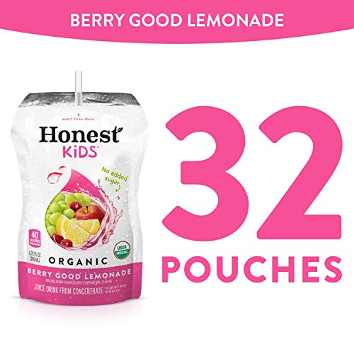 Honest Kids Organic Juice Drink, Berry Berry Good Lemonade, 6.75 Fl Oz Pouches (Pack of 32)