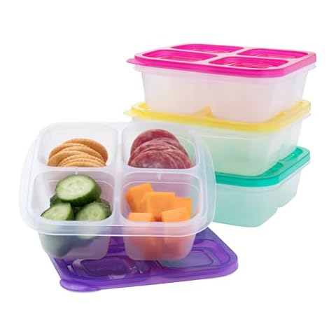 Bentgo Easyboxes 4-Compartment Snack Containers - 8-Piece Set with 4 Trays & 4 Custom-Fit Lids to Seal in Freshness - Reusable Food Storage & Meal Prep Bento BPA-Free Containers (Brights) Cover