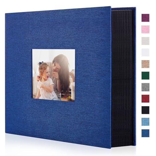 Miaikoe Álbum de fotos de 10 x 15 cm, 600 unidades, de lino, gran capacidad, para familia, aniversario de boda, álbum de fotos, 600 fotos horizontales y verticales de 10 x 15 cm, color azul
