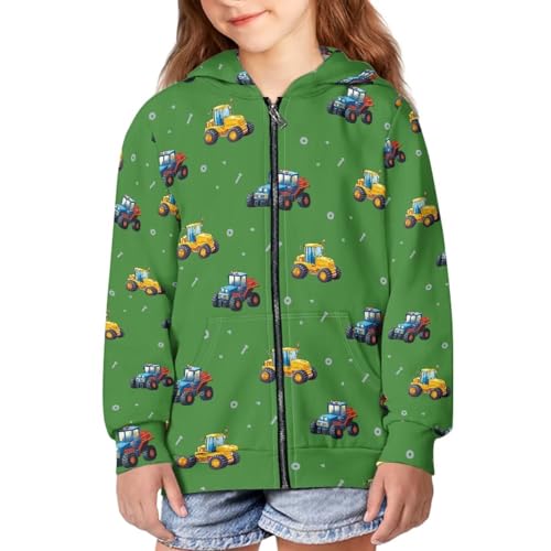 HUIACONG Excavator Truck Hoodies for Boys 14-16 Sweatshirts Zip Up Hoodies Novelty Jacket for Kids Long Sleeve Shirt Hooded with Pocket Athletic Clothes Tops2