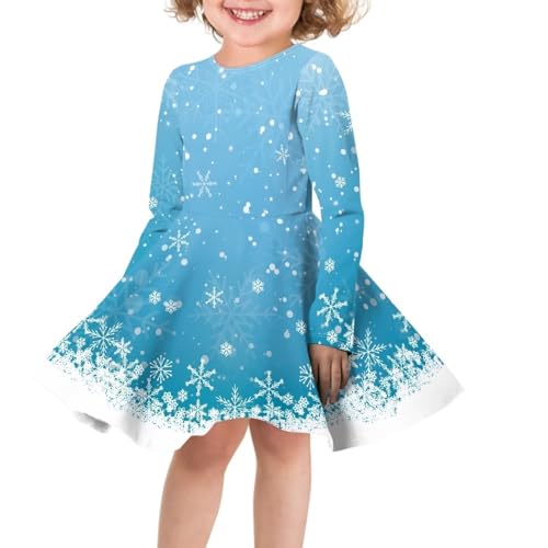 Girls Cute Dress Long Sleeve Swing Skater A-Line Dress Casual Funny Party Fall Outfits Print3
