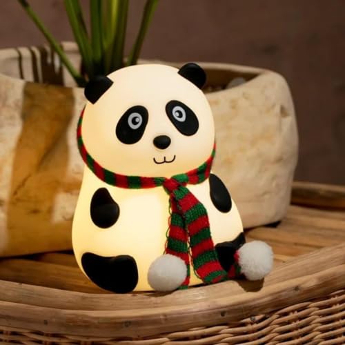 NYRWANA Panda Light Night Lamp, Night Light for Bedroom, Birthday Gift for Kids, Cute Table Lamp, Silicone Rechargeable Lamps with Charging Plug, Valentine Gift for Girlfriend (Multicolor)