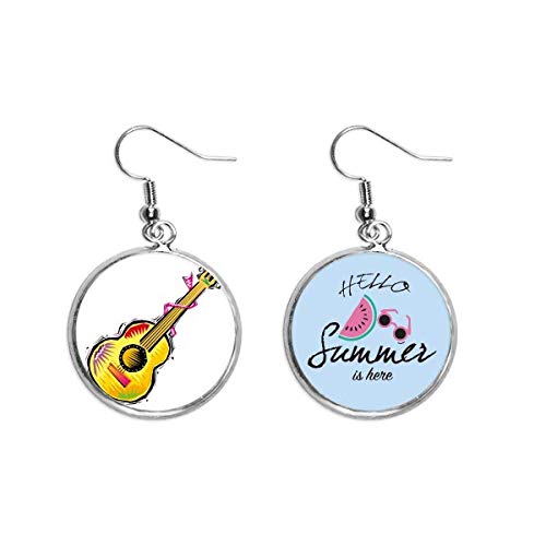 Guitarra mexicana en pendientes de sandía accesorio de verano para adorno del lóbulo