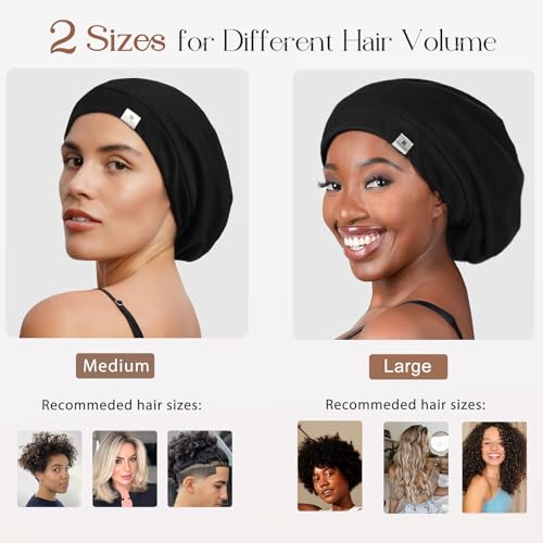 image for YANIBEST Silk Satin Bonnet Hair Wrap for Sleeping, Adjustable Slouchy 