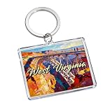 Spot M West Virginia Acrylic Keychain, Multicolor, 1.97 x 1.57 Inches, Scenic Illustration, Lightweight, Rectangle