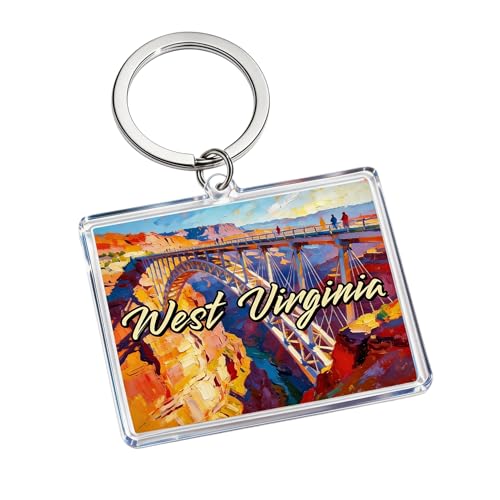 Spot M West Virginia Acrylic Keychain, Multicolor, 1.97 x 1.57 Inches, Scenic Illustration, Lightweight, Rectangle