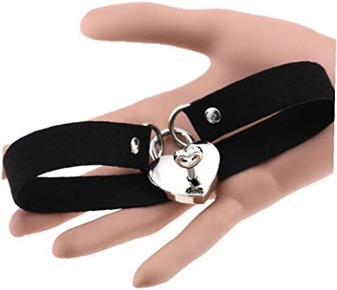 Bontand Leather Punk Collar Love Lock Chokers for Women Heart Alloy Statement Choker Necklace Neck Jewelry for Female