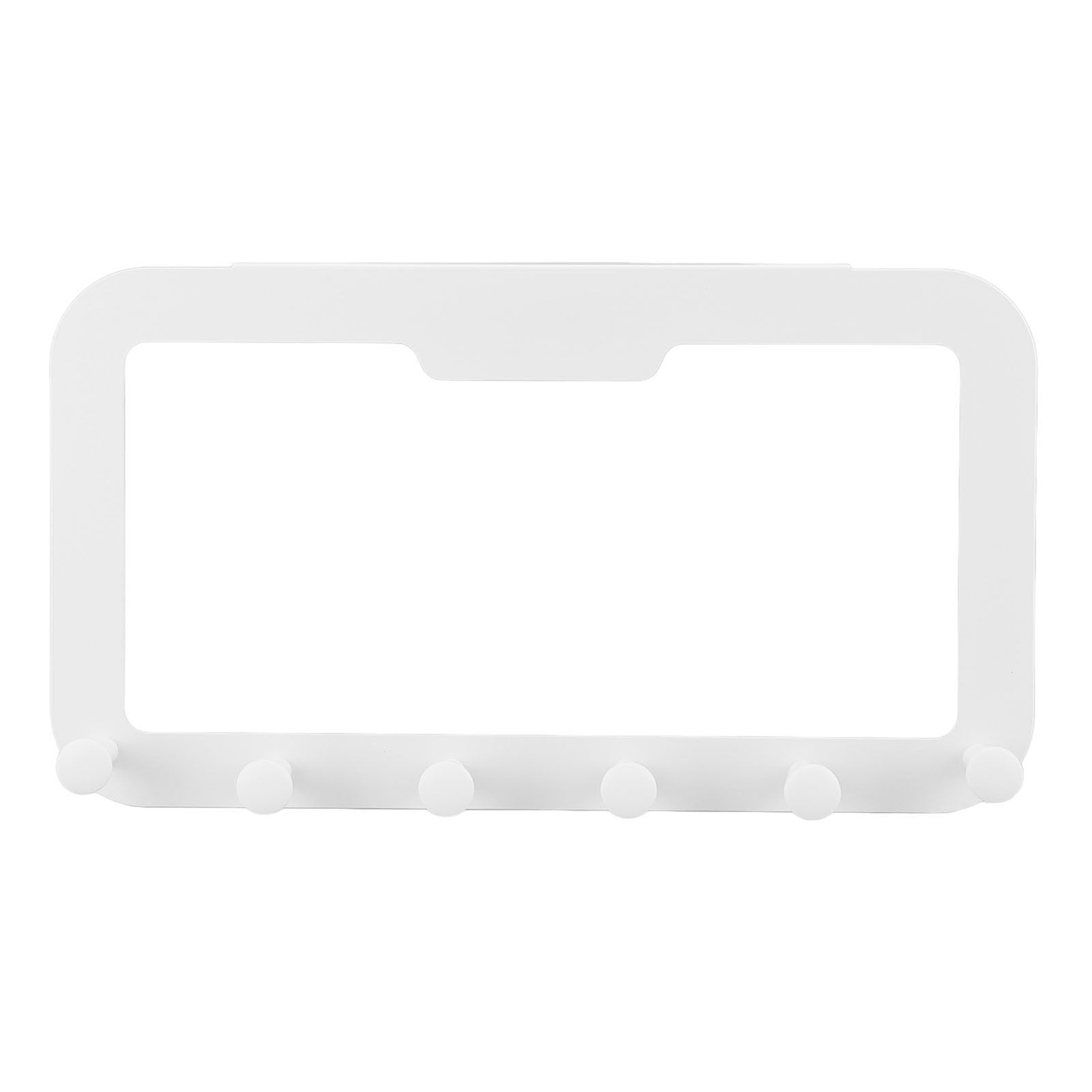 Over The Door Hook Holder, Modern Door Hanger with 6 Hooks and Traceless Adhesive for Clothes Hats Bags, 40x22cm, White, Efficient Organization, Heavy Duty, No Wall Damage