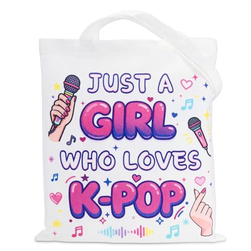 Kpop Gifts for Girls K-Pop Gift Tote Bag for Kpop Music Lover Korean Drama Canvas Tote Bag Gift for K-Pop Lover Kpop Merch Stuff Korean Pop Stuff K Drama Gifts for K-Pop Fans Kpop Party Favor Bags