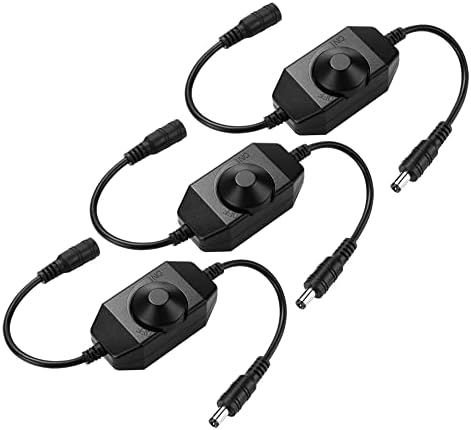 [3 Pack] KEYGMA LED Strip Light Dimmer, DC 12V-24V Dimmer Switch for Strip Lights 2835 3528 5050 5630 5730 3014, Single Color