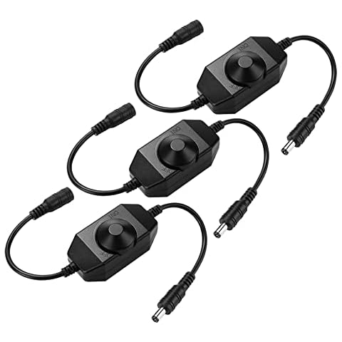 [3 Pack] KEYGMA LED Strip Light Dimmer, DC 12V-24V Dimmer Switch for Strip Lights 2835 3528 5050 5630 5730 3014, Single Color Cover