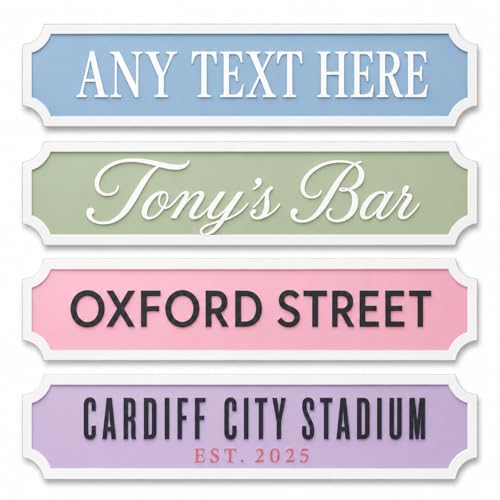 Family Name Street Road Sign Weatherproof Custom Vintage Style Perspex Plaque | Mr & Mrs Wedding Sign & Home Décor Gift | 8 Colours 3 Sizes | Indoor & Outdoor Use