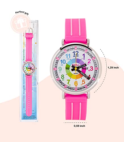 Kiddus Educational Kids Watch For Children, Boys And Girls. Analogue Time Teacher Wristwatch With Exercises. Handles Pink #TOP4