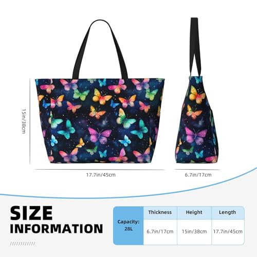 Flower Butterfly Large Capacity Travel Bag Lightweight Shopping Handbag Beach Tote Bags Casual Work Bag For Women4