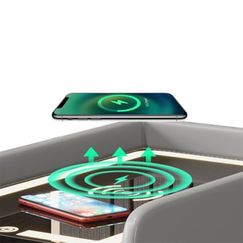 Table de chevet LED moderne HJMMHX : chargeur sans fil intégré contre le désordre des câbles de nuit