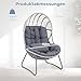COSTWAY Korbsessel Rattan, Gartensessel mit Kissen und Metallgestell, Rattansessel, Eiersessel, Loungesessel für Wohnzimmer, Balkon, Garten, Terrasse