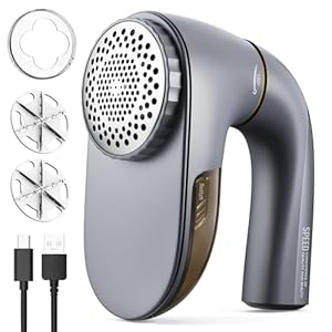 POPCHOSE Fabric Shaver, Lint Remover for Clothes, Lint Shaver with 6-Leaf Blades, 2 Speed Sweater Shavers to Remove Pilling for Clothing, Couch, Furniture, Fuzz, USB Rechargeble, Gray…