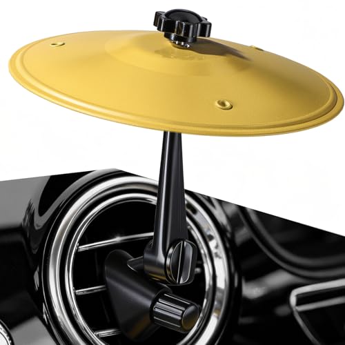 Facmogu Car Cymbal Air Vent, Car Symbol Drum, Make Your Driving Fun, Easy to Install, Mini Drum Crash Cymbal For Cars, Mini Compact Cars Accessory Compatible with Most of Vehicles - Matte Yellow